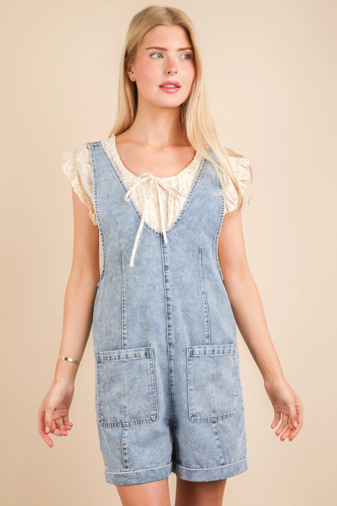 Washed Denim Romper - Deer Creek Mercantile