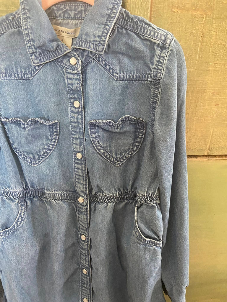 Pre-Loved Calvin Klein Girls Denim Dress *Size 6 - Deer Creek Mercantile