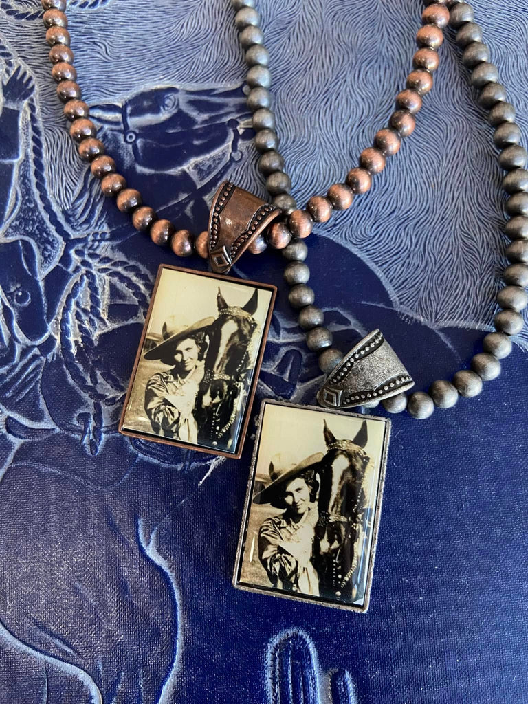 Cowgirl & Her Horse Western Pendant Necklace - Deer Creek Mercantile