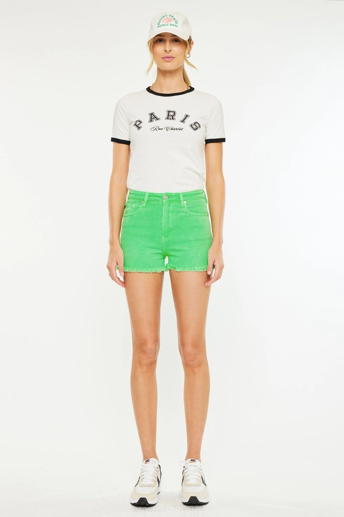 Neon Green Dreams High Rise Shorts *Kancan - Deer Creek Mercantile