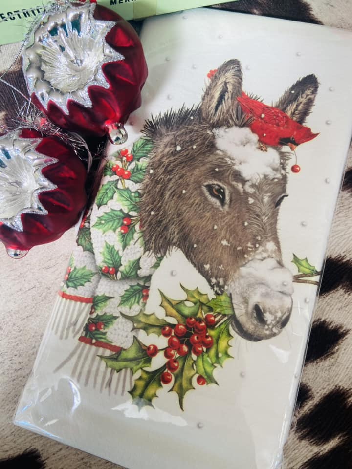 Donkey Christmas Dish Towel - MLT - Deer Creek Mercantile