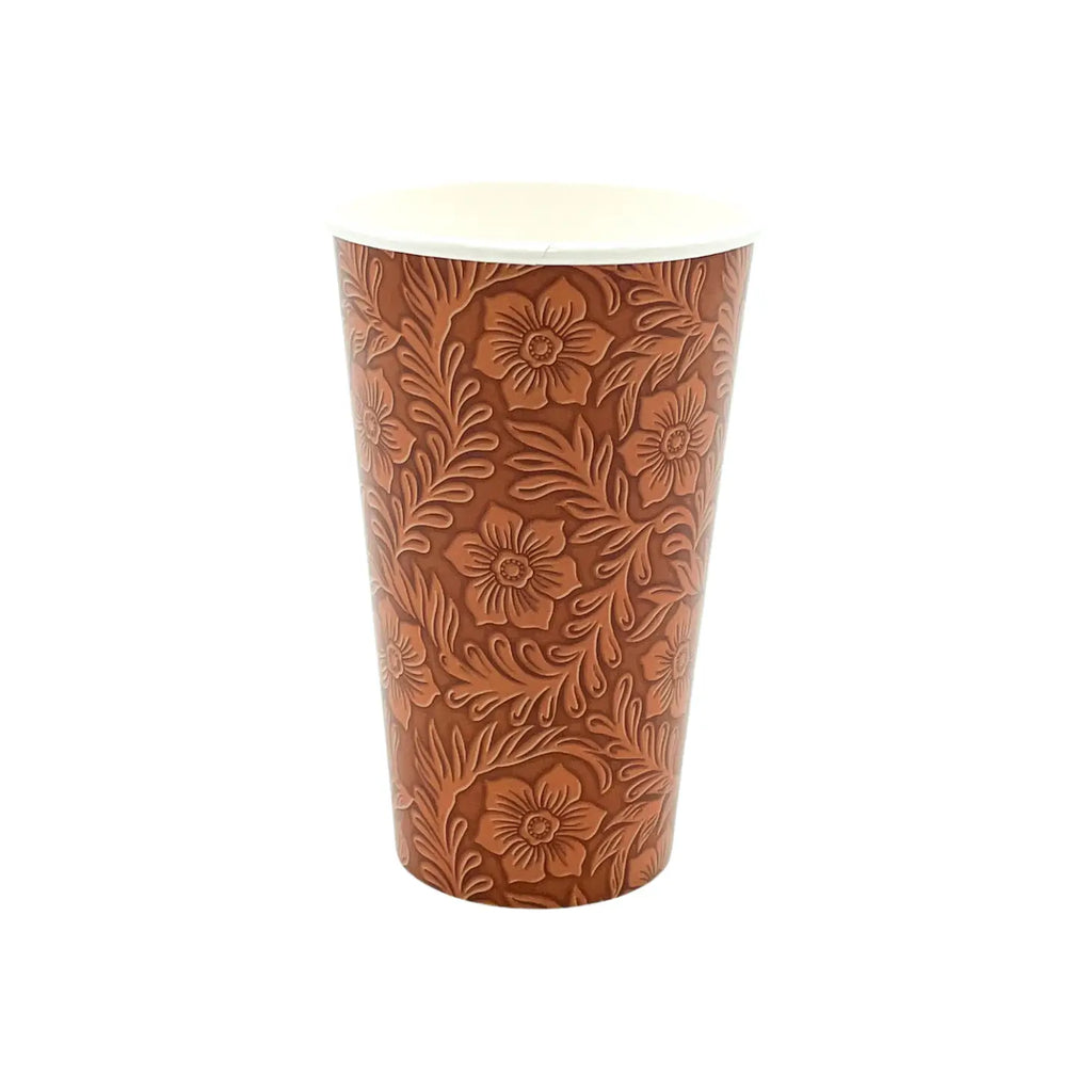 Floral Tooled Leather Cups (Pack of 8) - Deer Creek Mercantile