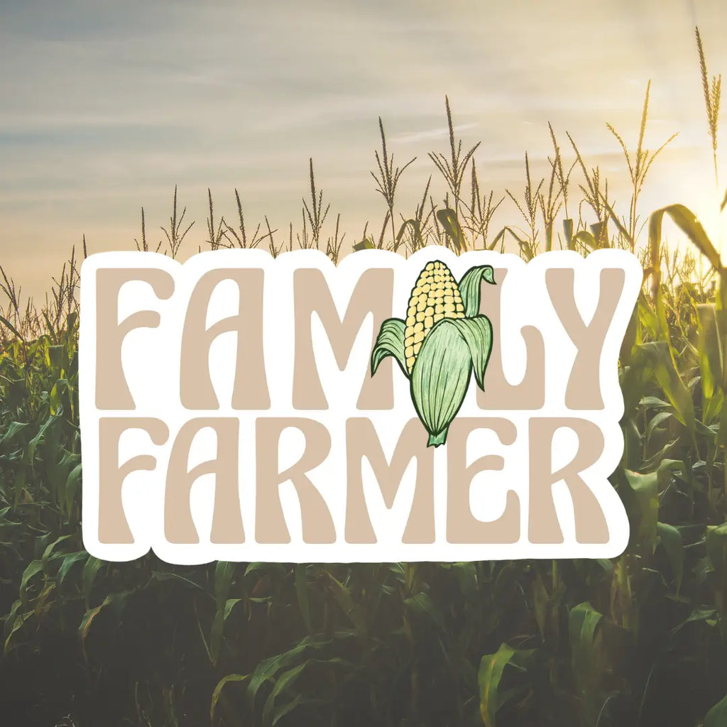 Retro Family Farmer Corn Sticker - Deer Creek Mercantile