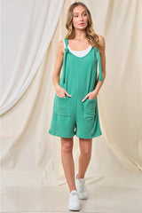 Joan's Kelly Green Ribbed Romper - Deer Creek Mercantile