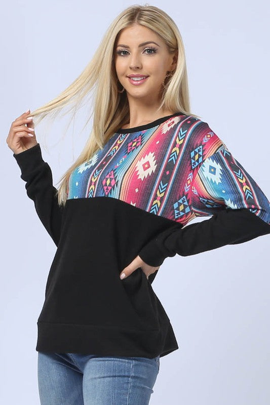 Doorbuster #10 Eden Southwest Color Block Pullover *Black/Multi - Deer Creek Mercantile