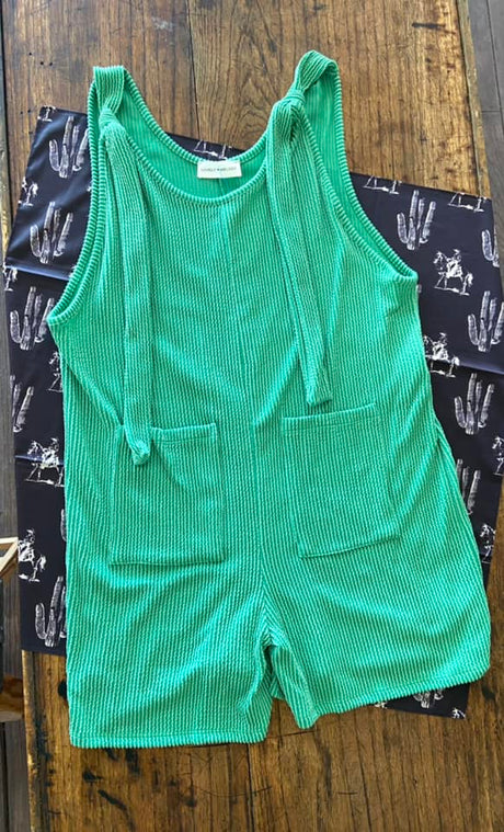 Joan's Kelly Green Ribbed Romper