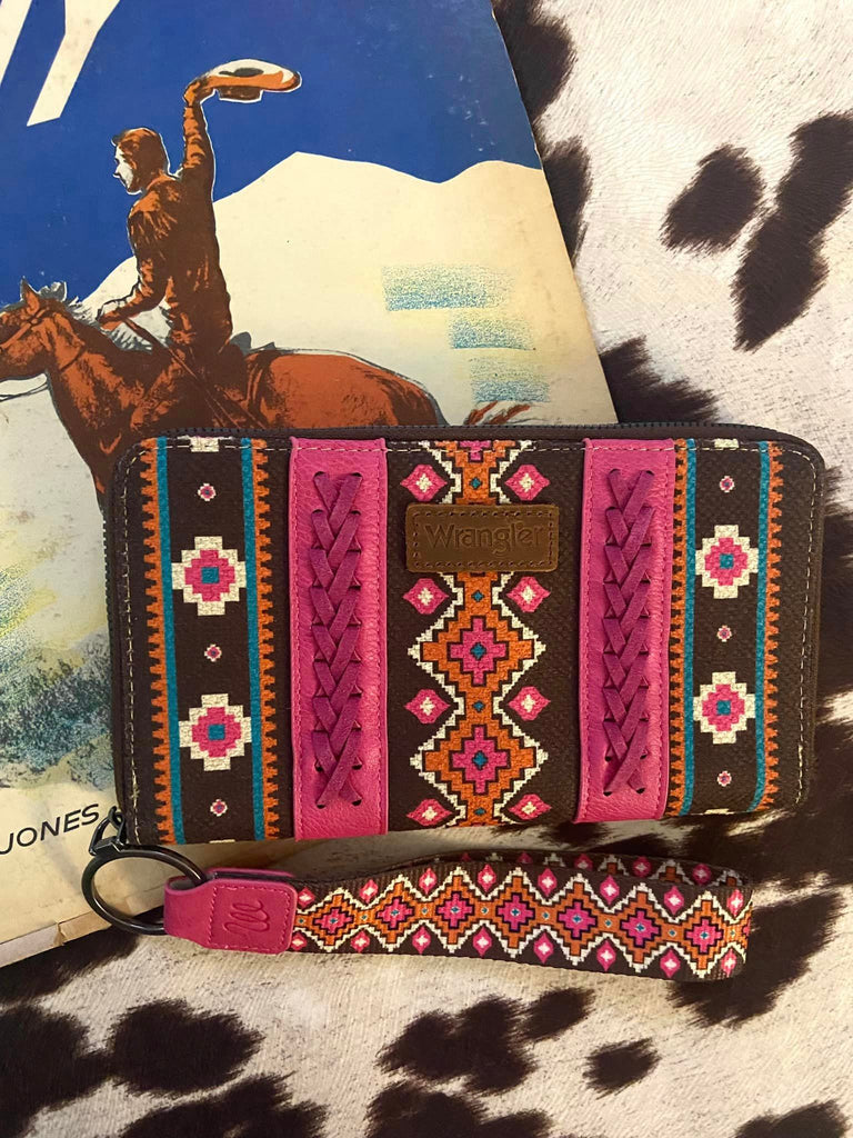 Wrangler Southwestern Art Print Wallet - Hot Pink - Deer Creek Mercantile