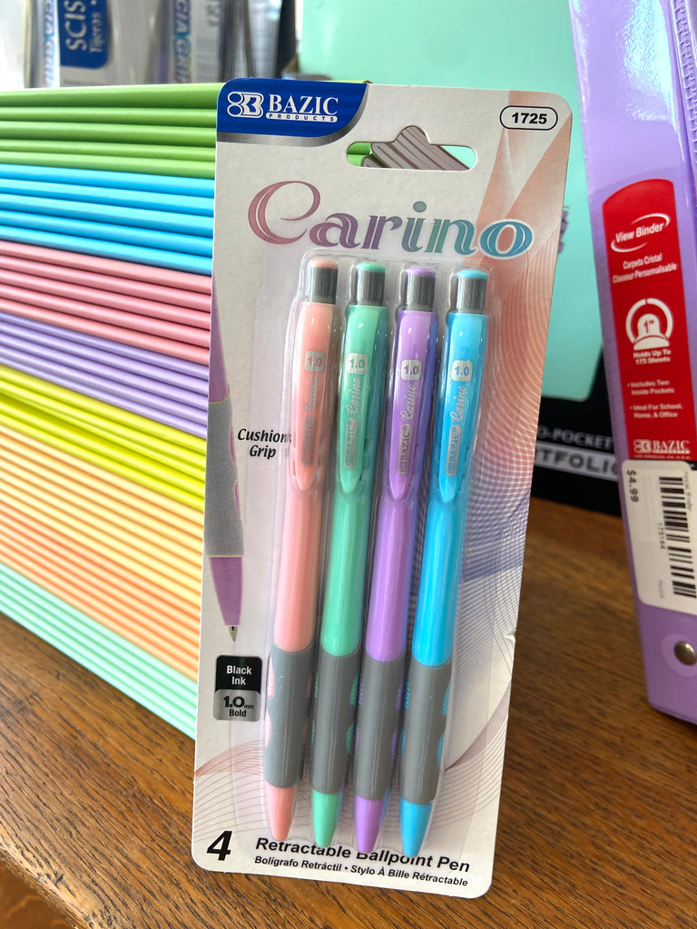 Carino Retractable Pen w/ Cushion Grip (4/Pack) - Deer Creek Mercantile