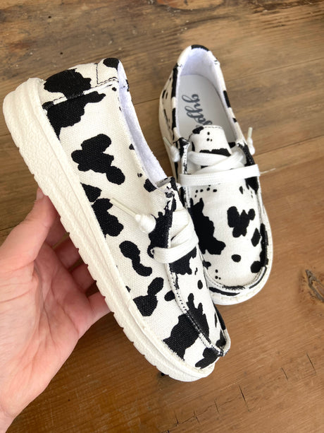 KIDS Cow Print Shoes - Deer Creek Mercantile