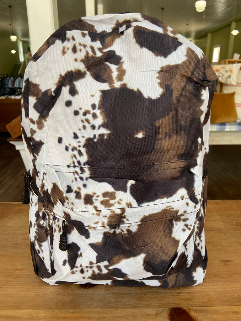 Brown Cowhide Print Backpack (Brown) - Deer Creek Mercantile