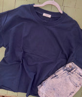 Basic French Terry Raw Edge Top (Midnight Navy) - Deer Creek Mercantile