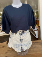 Basic French Terry Raw Edge Top (Midnight Navy) - Deer Creek Mercantile