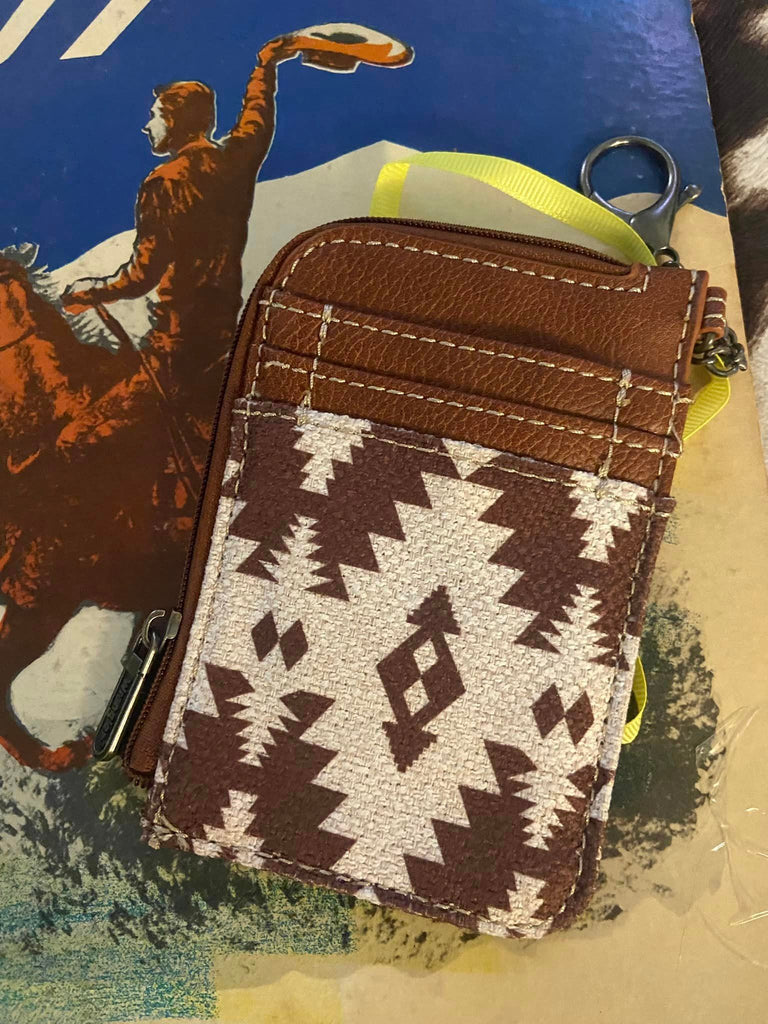 Wrangler Southwestern Art Print Mini Zip Card Case - Light Coffee - Deer Creek Mercantile