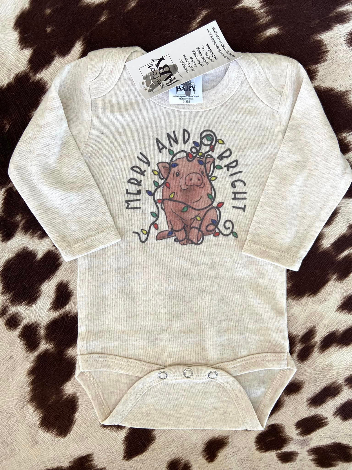 Merry & Bright Christmas Pig Baby Onesie - Deer Creek Mercantile