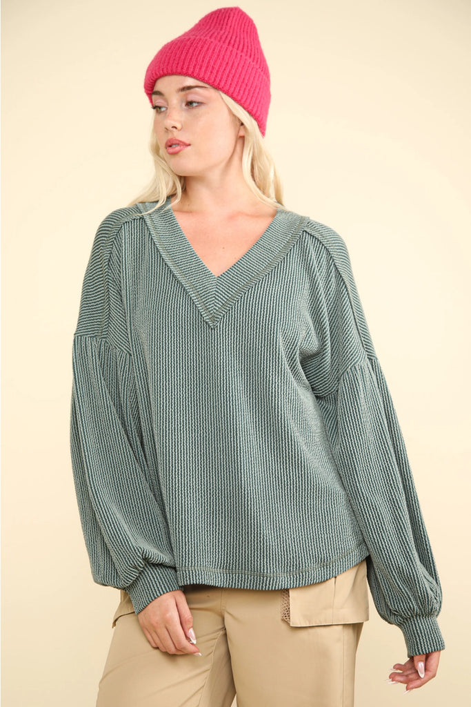 Doorbuster #75: Ribbed Oversized Top *Moss - Deer Creek Mercantile