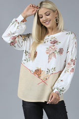 Doorbuster #16 Floral Print Top *Oatmeal - Deer Creek Mercantile