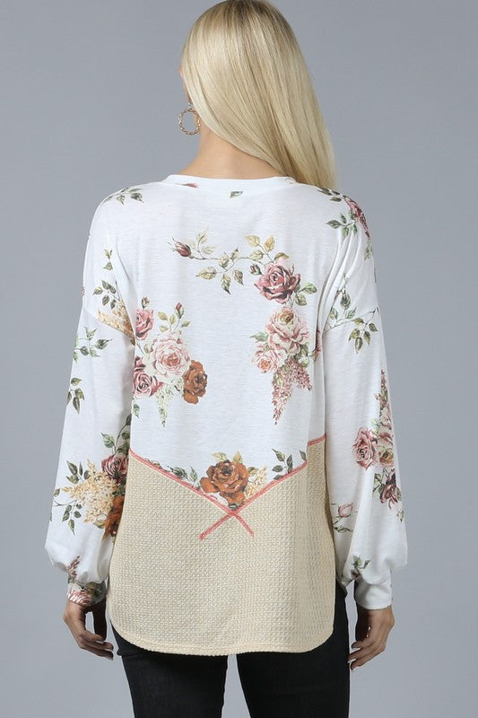 Doorbuster #16 Floral Print Top *Oatmeal - Deer Creek Mercantile