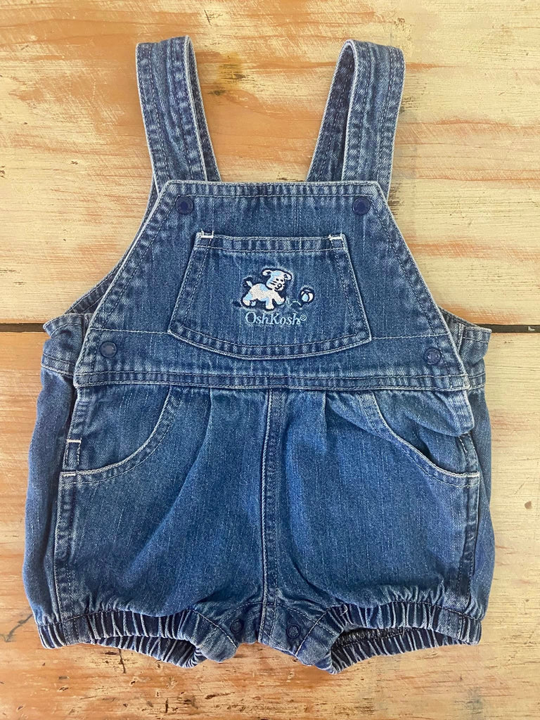 Vintage Oshkosh Denim Shorts Romper *0-3 Months (Dog) - Deer Creek Mercantile
