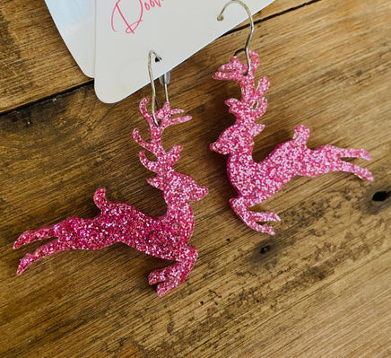 Pink Reindeer Earrings - Deer Creek Mercantile