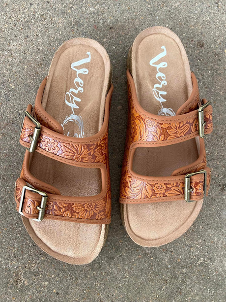 Tooled You So Tooled Sandals (Rust) - Deer Creek Mercantile