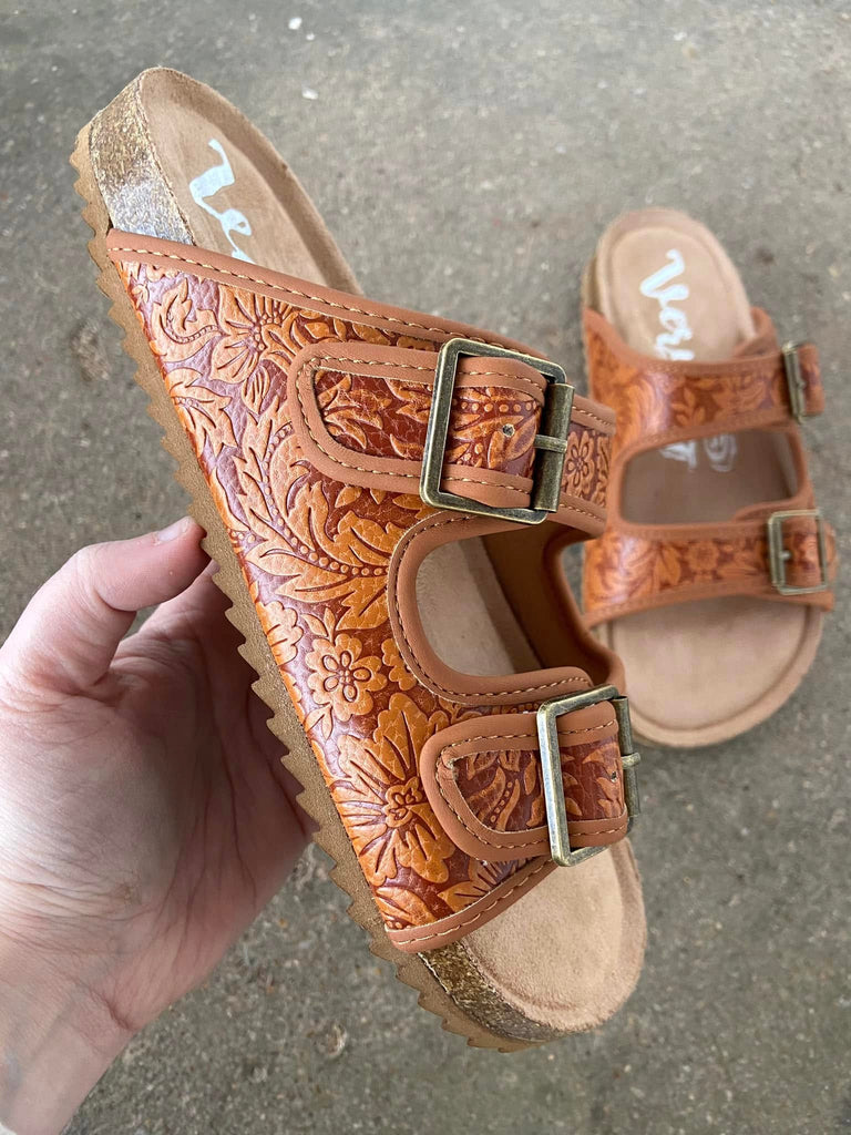 Tooled You So Tooled Sandals (Rust) - Deer Creek Mercantile