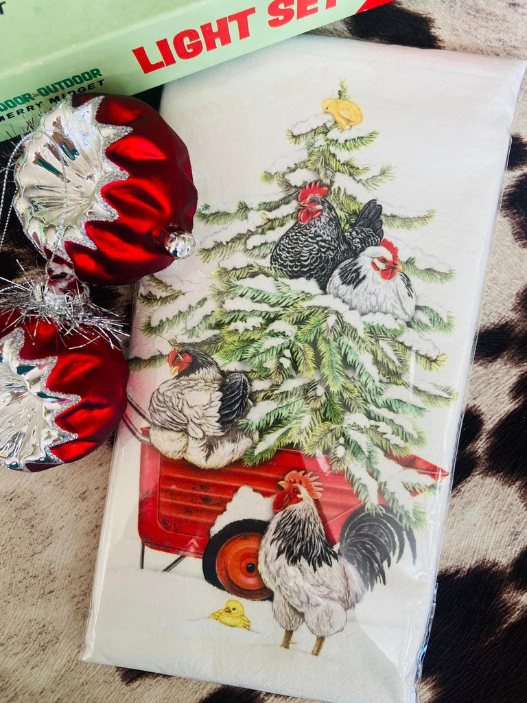 Rooster Christmas Dish Towel - MLT - Deer Creek Mercantile