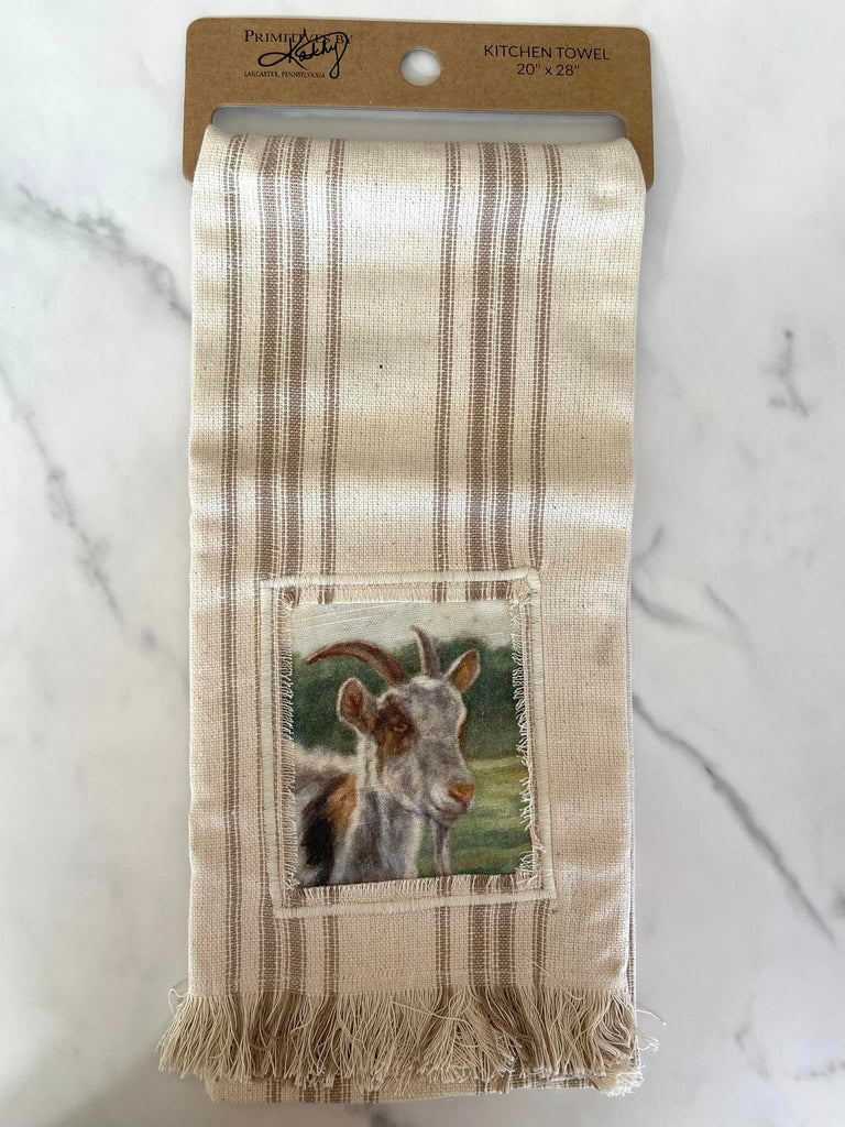 Brown & White Goat Dish Towel - Deer Creek Mercantile