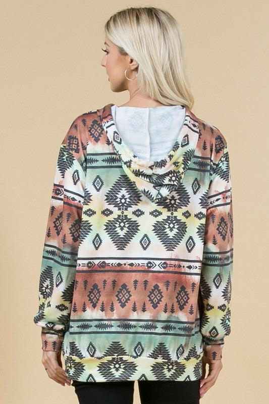 Doorbuster #5 Tie Dye Southwestern Hoodie *Rust/Hunter Green - Deer Creek Mercantile