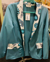 Turquoise Western Print Blazer - Deer Creek Mercantile