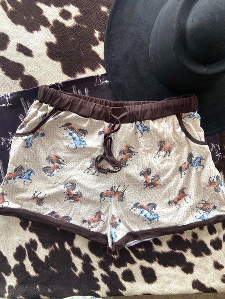 Wild Horses Western Cowboy Print Shorts - Deer Creek Mercantile