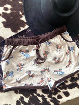 Wild Horses Western Cowboy Print Shorts - Deer Creek Mercantile