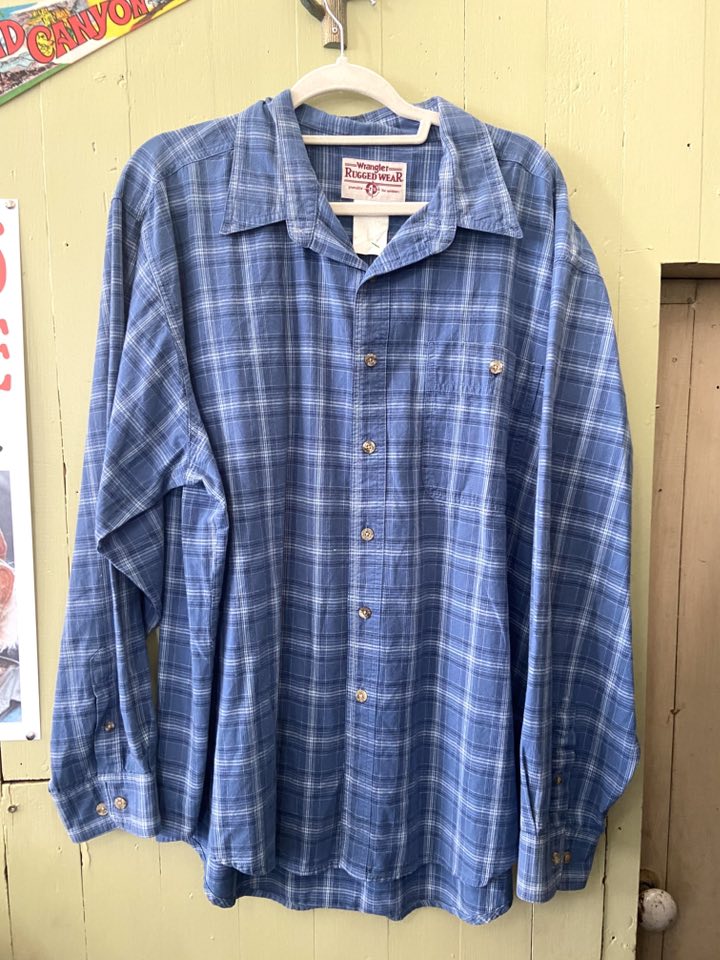 Vintage Wrangler Rugged Wear Blue Plaid Western Shirt *2XL - Deer Creek Mercantile