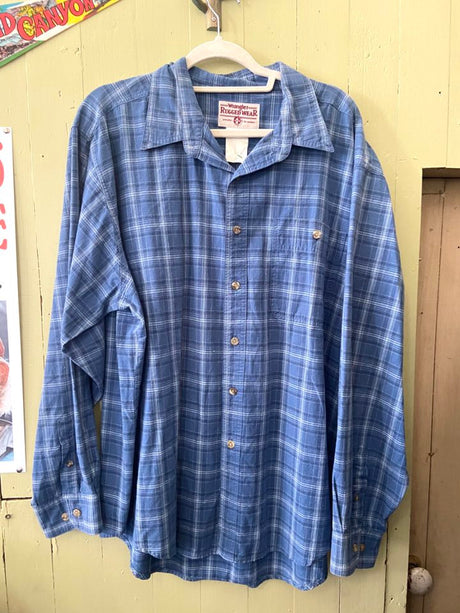Vintage Wrangler Rugged Wear Blue Plaid Western Shirt *2XL - Deer Creek Mercantile