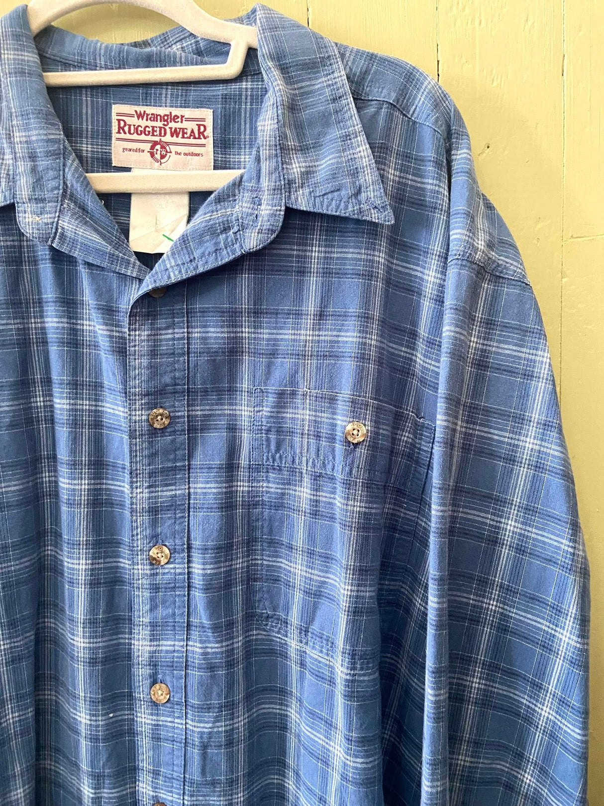 Vintage Wrangler Rugged Wear Blue Plaid Western Shirt *2XL - Deer Creek Mercantile