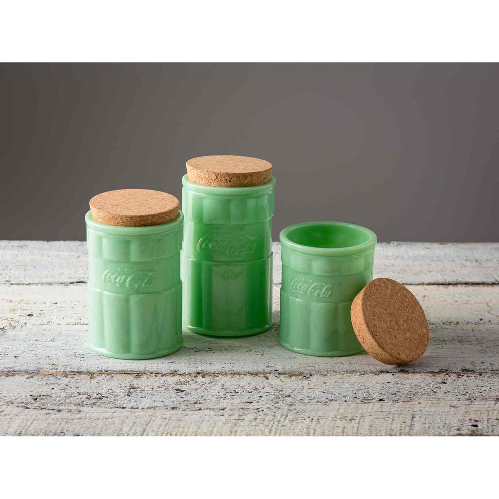 Coca-Cola® Jadeite Glass CollectionTM Canister 38 OZ - Deer Creek Mercantile