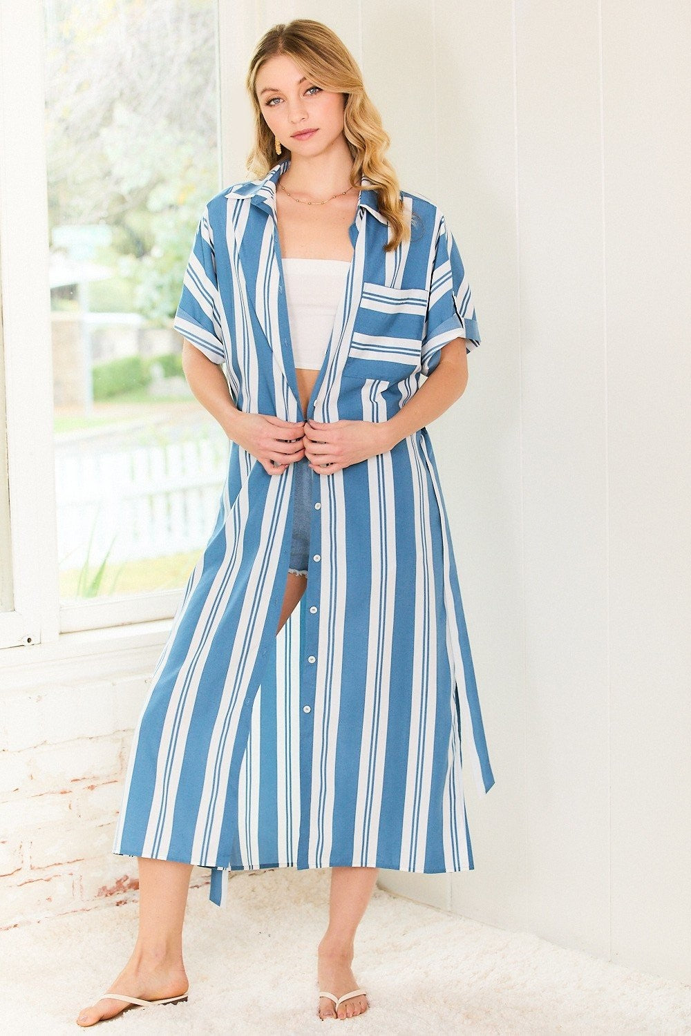 Rodeo Days Striped Blue & White Pocket Dress - Deer Creek Mercantile