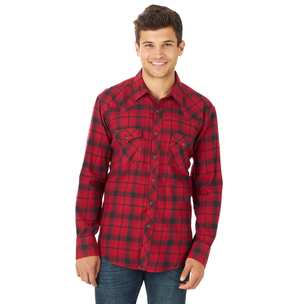 MENS Wrangler Mens Long Sleeve Retro Flannel Plaid Shirt (MV4028R) - Deer Creek Mercantile