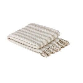 Farmhouse Stripe Throw (Tan/White) - Deer Creek Mercantile