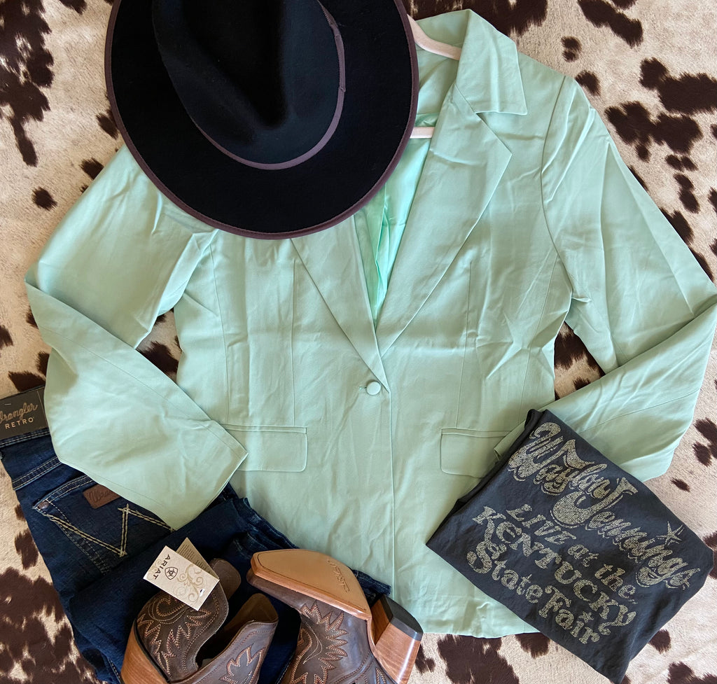 Spring Fling Light Green Blazer - Deer Creek Mercantile