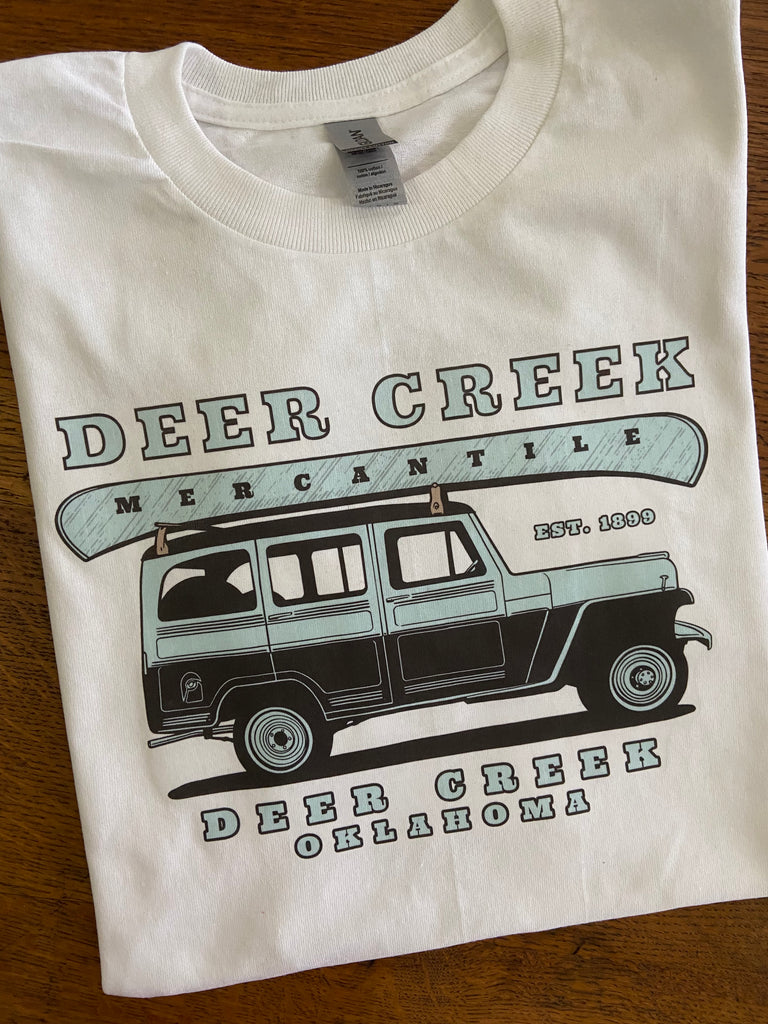 Deer Creek Mercantile Wagon Logo Graphic Tee (Light Blue) - Deer Creek Mercantile
