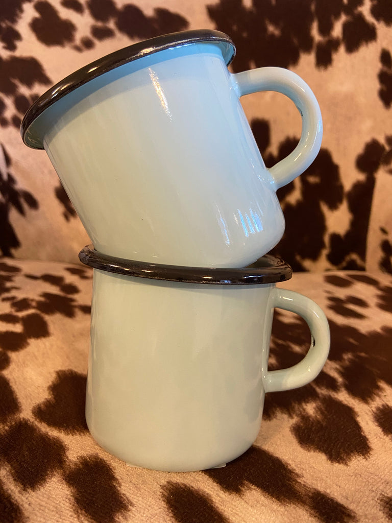 Turquoise/Light Blue Enamel Mug, 13.5 oz - Deer Creek Mercantile
