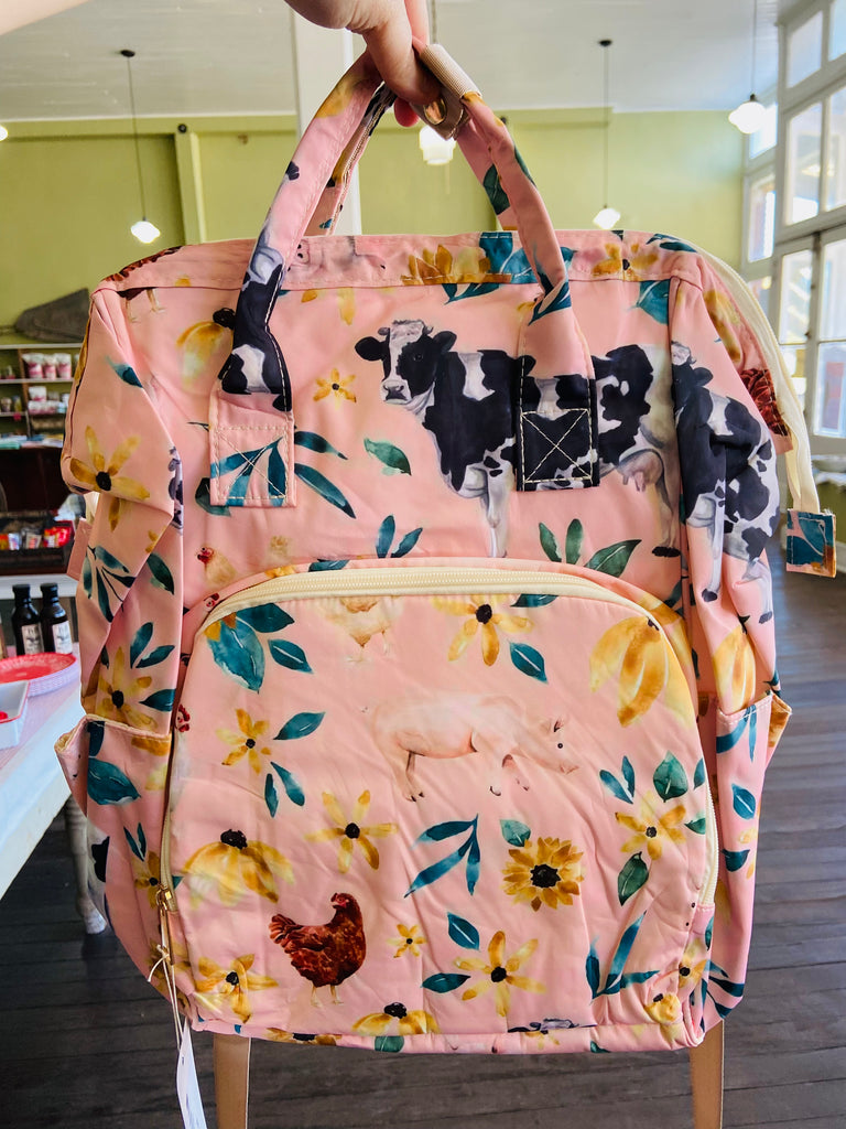 Pink Cow Diaper Bag | Backpack - Deer Creek Mercantile