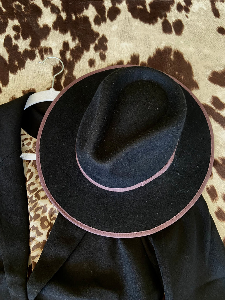 Copperville Wide Brim Felt Fedora Hat (Black) - Deer Creek Mercantile
