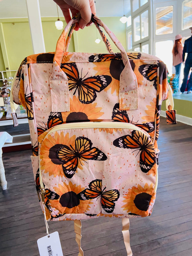 Butterfly + Sunflower Diaper Bag | Backpack - Deer Creek Mercantile