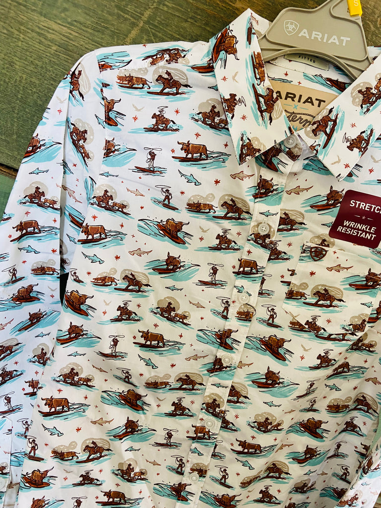 Ariat Long Sleeved Western Surfing Longhorn Blouse - Deer Creek Mercantile