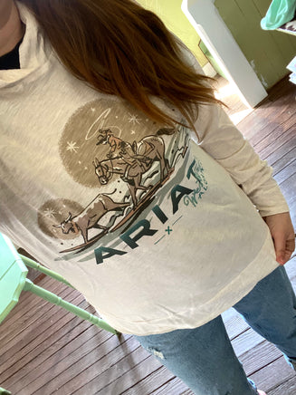 Ariat Surfing Western Longhorn Hooded Long Sleeve Shirt - Deer Creek Mercantile
